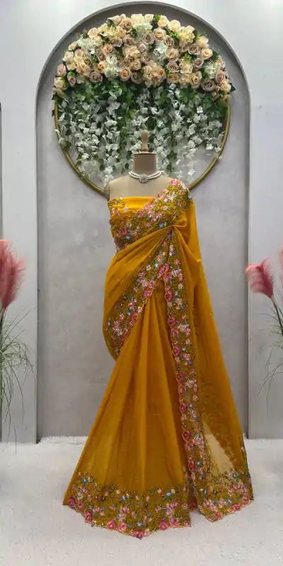 KD 479 Yellow Color Tabby Silk Thread Sequence Work Saree Casual, Party Wear, Wedding, Events Etc. Expected Delivery 4-6 Working Days @2399/- | Bollywood Sarees, Creative Sarees, Designer Sarees, Embroidered Sarees, Ethnic Saree, Modern Digital sarees, Party Wear Sarees, Sarees