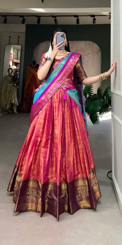 LNB 2011 Pink Color Kanjivaram Zari Weaving Work Lehenga Choli Traditional Wear, Festive, Party, Wedding, Events etc. Expected 4-6 Working Days @1899/- | Bollywood Lehenga, Creative Lehenga, Designer Lehenga, Embroidered Lehenga, Lehenga, Party Wear Lehenga