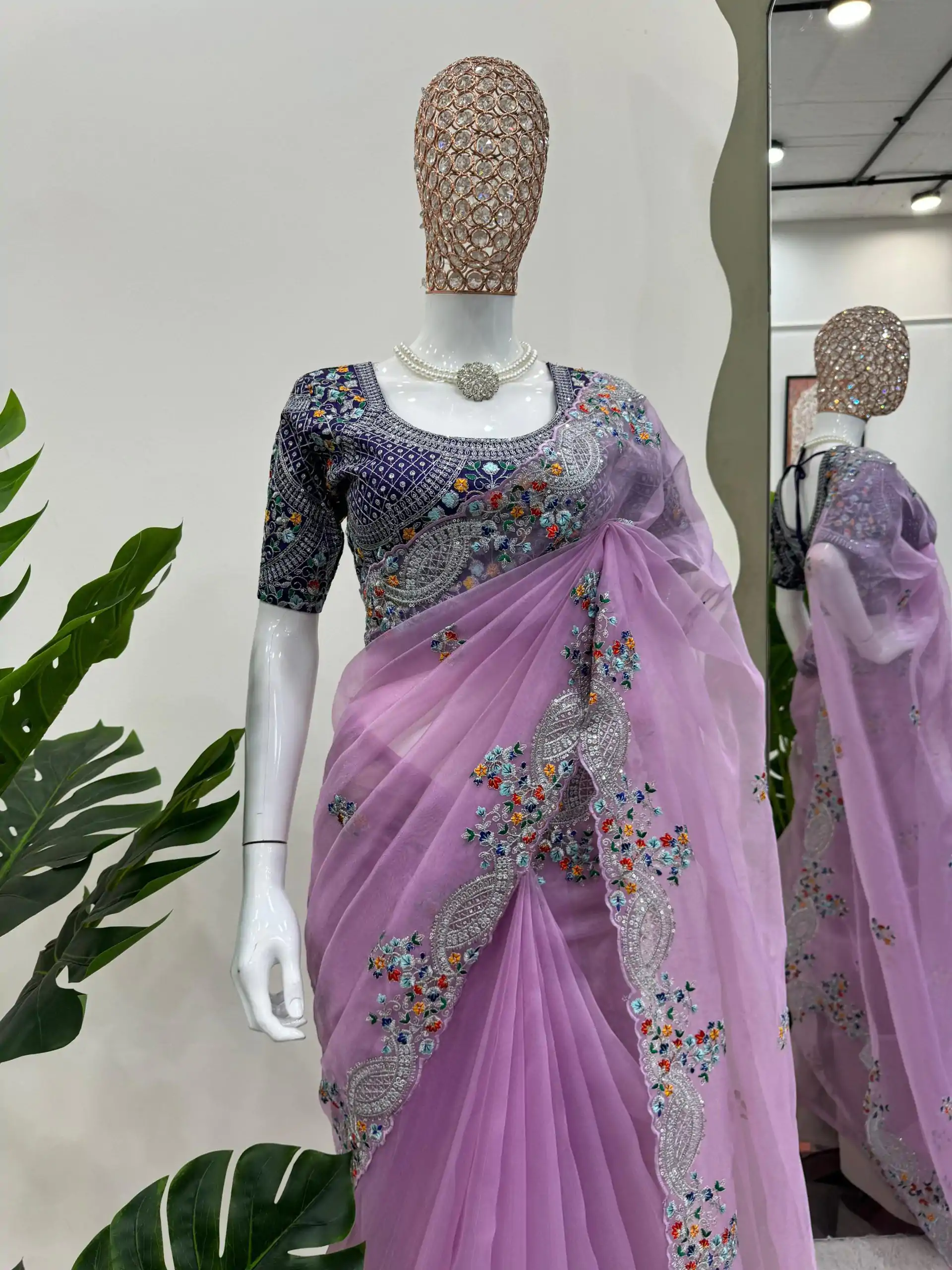 KD 499 Violet Color Organza Silk Thread Sequence Work Saree Casual, Party Wear, Wedding, Events Etc. Expected Delivery 4-6 Working Days @2499/- | Bollywood Sarees, Creative Sarees, Designer Sarees, Embroidered Sarees, Ethnic Saree, Modern Digital sarees, Party Wear Sarees, Sarees
