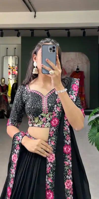 LNB 1403 Black Color Georgette Plain Embroidery Lehenga Choli Festive Party Wedding, Events etc. Delivery 4-6 Working Days @2999/- | Bollywood Lehenga, Creative Lehenga, Designer Lehenga, Embroidered Lehenga, Lehenga, Party Wear Lehenga