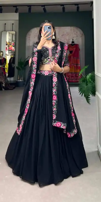 LNB 1403 Black Color Georgette Plain Embroidery Lehenga Choli Festive Party Wedding, Events etc. Delivery 4-6 Working Days @2999/- | Bollywood Lehenga, Creative Lehenga, Designer Lehenga, Embroidered Lehenga, Lehenga, Party Wear Lehenga
