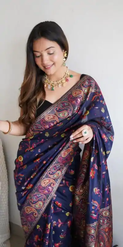 DDF 504 Blue Color Kashmiri Running Thread Zari Work Saree Casual, Party Wear, Events, Festivals Etc. Expected Delivery 4-6 Working Days 2499/- | Bollywood Sarees, Creative Sarees, Designer Sarees, Embroidered Sarees, Ethnic Saree, Modern Digital sarees, Party Wear Sarees, Sarees