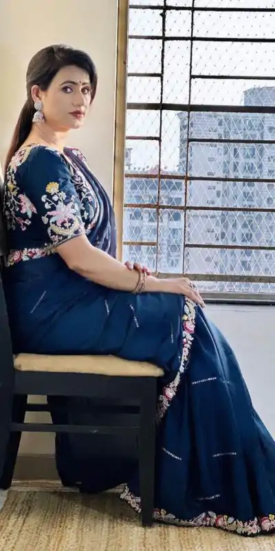 BT 3107 Blue Color Rangoli Silk Beautiful Embroidery Saree Casual, Party Wear, Traditional Wear, Wedding Wear, Events Etc.@1799/- | Bollywood Sarees, Creative Sarees, Designer Sarees, Ethnic Saree, Modern Digital sarees, Party Wear Sarees, Sarees