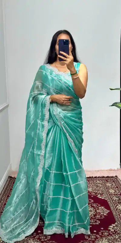 ST 476 Light Blue Color Burberry Blooming Embroidery Zari Saree Casual, Wedding, Party, Festive, Events Etc. Expected Delivery 4-6 Working Days @1899/- | Embroidered Sarees, Bollywood Sarees, Creative Sarees, Designer Sarees, Ethnic Saree, Modern Digital sarees, Party Wear Sarees, Sarees