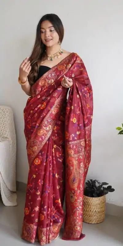 DDF 504 Maroon Color Kashmiri Running Thread Zari Work Saree Casual, Party Wear, Events, Festivals Etc. Expected Delivery 4-6 Working Days 2499/- | Bollywood Sarees, Creative Sarees, Designer Sarees, Embroidered Sarees, Ethnic Saree, Modern Digital sarees, Party Wear Sarees, Sarees