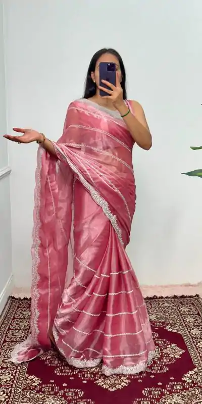 ST 476 Pink Color Burberry Blooming Embroidery Zari Saree Casual, Wedding, Party, Festive, Events Etc. Expected Delivery 4-6 Working Days @1899/- | Embroidered Sarees, Bollywood Sarees, Creative Sarees, Designer Sarees, Ethnic Saree, Modern Digital sarees, Party Wear Sarees, Sarees