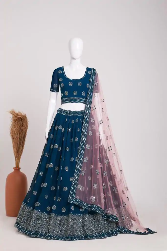 RC 261 Blue Color Heavy Georgette Embroidery Sequins Lehenga Choli Casual, Party Wedding, Festive, Events Etc. Delivery  4-6 Working Days 3099/- | Creative Lehenga, Bollywood Lehenga, Designer Lehenga, Embroidered Lehenga, Lehenga, Party Wear Lehenga