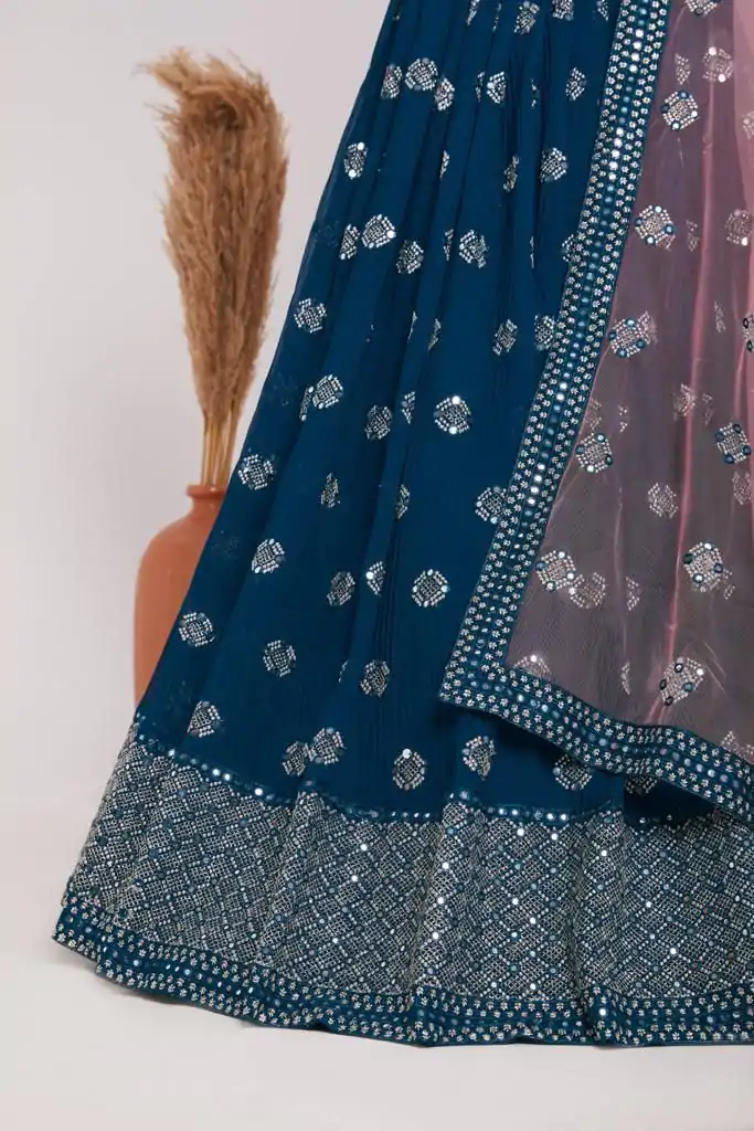 RC 261 Blue Color Heavy Georgette Embroidery Sequins Lehenga Choli Casual, Party Wedding, Festive, Events Etc. Delivery  4-6 Working Days 3099/- | Creative Lehenga, Bollywood Lehenga, Designer Lehenga, Embroidered Lehenga, Lehenga, Party Wear Lehenga