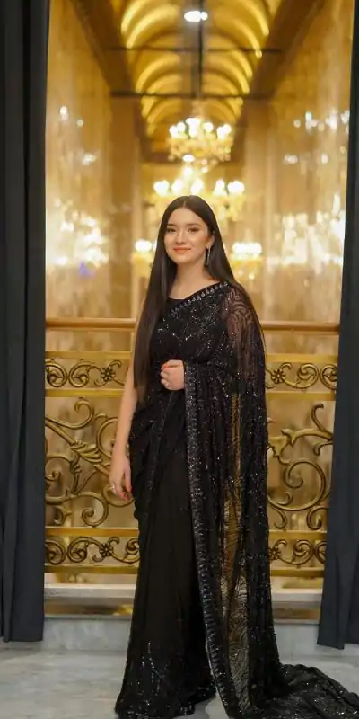 DF 3353 Black Color Georgette Sequins Lace border on Saree Casual, Party Wear, Wedding, Events Etc Delivery Expected.4-6 Working Days 1699/- | Bollywood Sarees, Creative Sarees, Designer Sarees, Embroidered Sarees, Ethnic Saree, Modern Digital sarees, Party Wear Sarees, Sarees