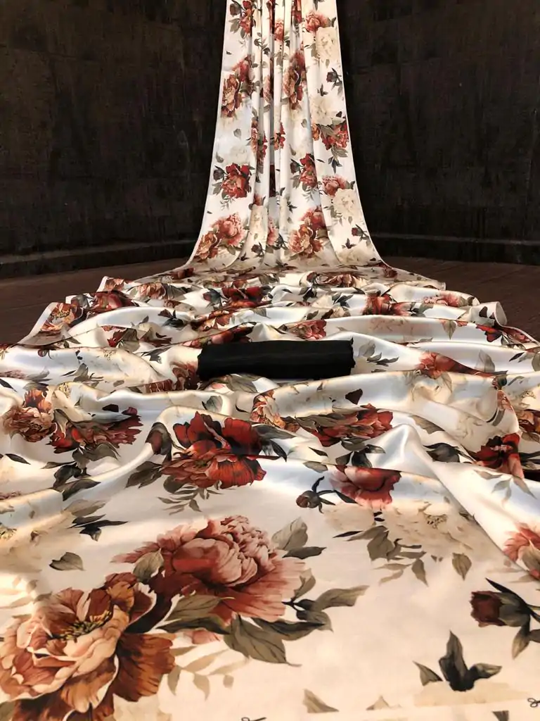 Veechis FLORAL Cream Color Heavy Devsena Soft Silk Beautiful Digital Printed Saree Casual, Party Festive, Events. Expected Delivery 4-6 Working Days @1499 | Bollywood Sarees, Creative Sarees, Designer Sarees, Embroidered Sarees, Modern Digital sarees, Party Wear Sarees, Sarees