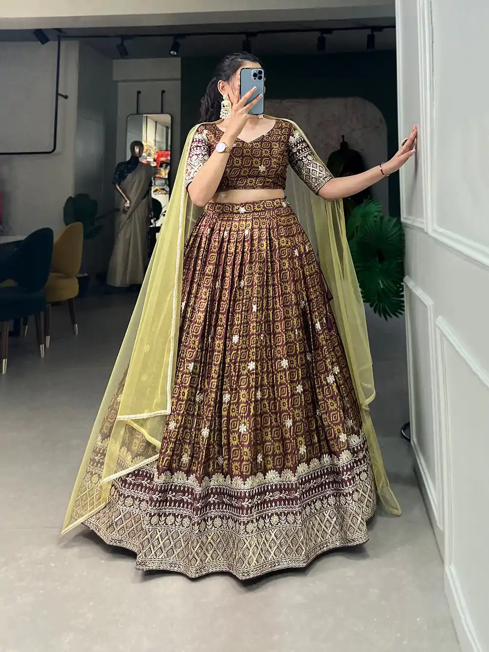 LNB 1014 Burgundy Color Chinon Digital Printed Embroidery Lehenga Choli Festive Party Wedding, Events etc. Delivery 4-6 Working Days @3249/- | Bollywood Lehenga, Creative Lehenga, Designer Lehenga, Embroidered Lehenga, Lehenga, Party Wear Lehenga