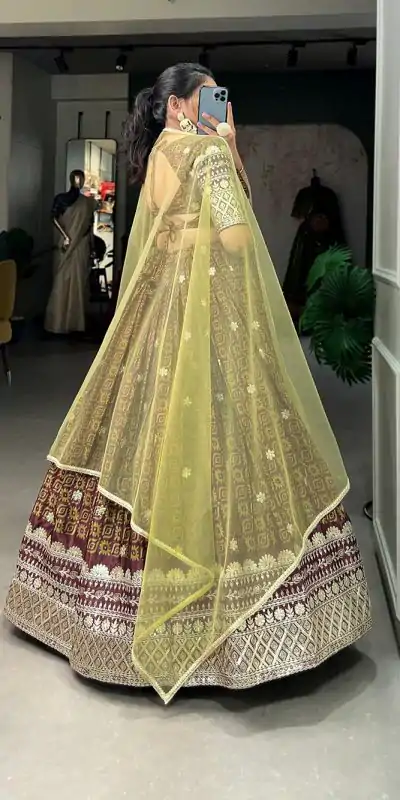 LNB 1014 Burgundy Color Chinon Digital Printed Embroidery Lehenga Choli Festive Party Wedding, Events etc. Delivery 4-6 Working Days @3249/- | Bollywood Lehenga, Creative Lehenga, Designer Lehenga, Embroidered Lehenga, Lehenga, Party Wear Lehenga