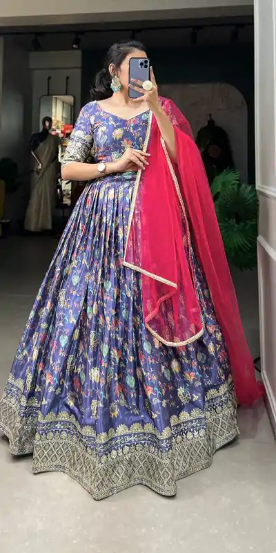 LNB 1014 Lavender Color Chinon Digital Printed Embroidery Lehenga Choli Festive Party Wedding, Events etc. Delivery 4-6 Working Days @3249/- | Bollywood Lehenga, Creative Lehenga, Designer Lehenga, Embroidered Lehenga, Lehenga, Party Wear Lehenga
