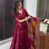 SRK 5182 Maroon Color Pure Chinnon Silk Embroidery Sequence Salwar Suit Wedding, Party, Festive, Events Expected Delivery 4-6 Working Days @ 1949/- | Casual Suits, Jump Suits, Creative suits, Designer Suits, Palazzo Suits, Party Wear Suits, Patiala Suits, Salwar suit, Straight Suits