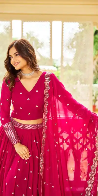 Ram 017 Rani Color Georgette Embroidery Sequence Lehenga Choli Casual, Wedding, Festive, Events Expected Delivery 4-6 Working Days @2499/- | Bollywood Lehenga, Creative Lehenga, Designer Lehenga, Embroidered Lehenga, Lehenga, Party Wear Lehenga