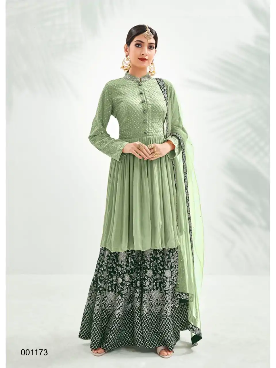  FC 1173 Pista Green Top : Georgette Work : Embroidery Work Dupatta : Heavy Net Inner : Santoon Wedding, Party, Festive, Events @2449 | Creative suits, Designer Suits, Palazzo Suits, Party Wear Suits, Salwar suit, Straight Suits
