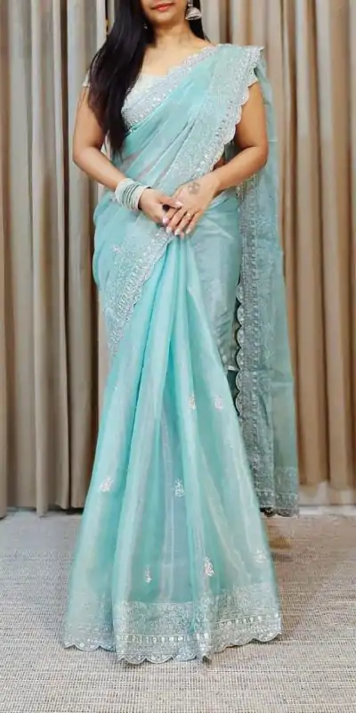 BT 3110 Blue Color Pure Soft Jimmy Choo Silk Embroidery Saree Casual, Party Wear, Traditional Wear, Wedding Wear, Events Etc.@1999/- | Bollywood Sarees, Creative Sarees, Designer Sarees, Ethnic Saree, Modern Digital sarees, Party Wear Sarees, Sarees