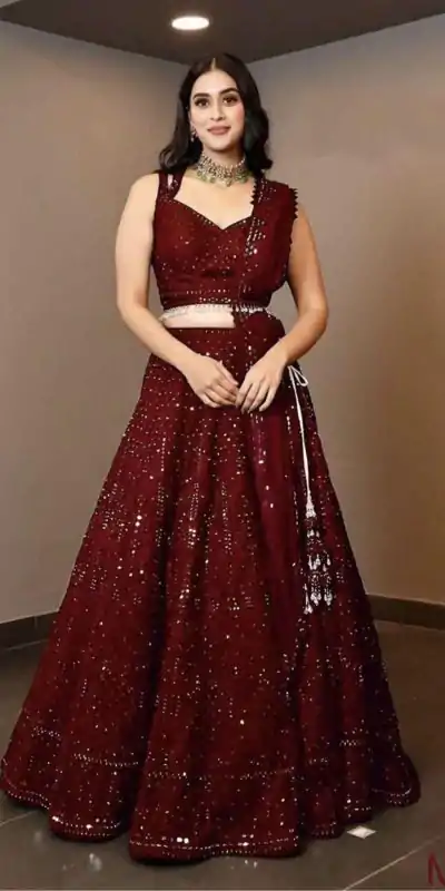 RC 215 Maroon Color Heavy Georgette Embroidery Sequins Lehenga Choli Casual, Party Wedding, Festive, Events Etc. Delivery  4-6 Working Days 1999/- | Bollywood Lehenga, Creative Lehenga, Designer Lehenga, Embroidered Lehenga, Lehenga, Party Wear Lehenga