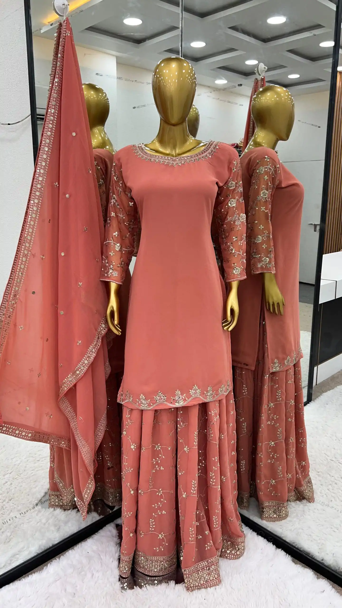 SRK 5135 Onion Color Georgette Embroidery Sequence Salwar Suit Wedding, Party, Festive, Events Expected Delivery 4-6 Working Days @ 1999/- | Casual Suits, Jump Suits, Creative suits, Designer Suits, Palazzo Suits, Party Wear Suits, Patiala Suits, Salwar suit, Straight Suits