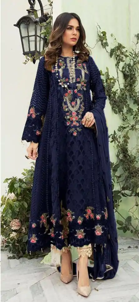 FC MARIA.B Blue Color Georgette Embroidery Work Salwar Suit Wedding, Party, Festive events, Expected Delivery  4-6 Working Days @2099 | Casual Suits, Creative suits, Designer Suits, Palazzo Suits, Party Wear Suits, Patiala Suits, Salwar suit, Straight Suits