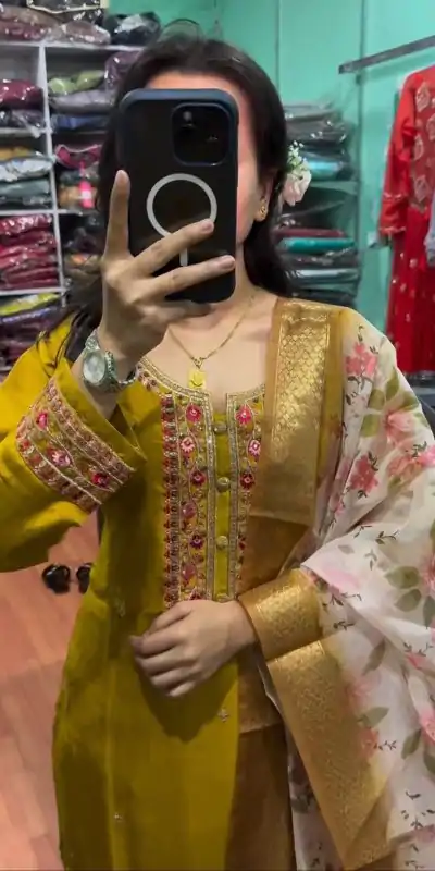 AD 164 Yellow Color Chinon Silk Embroidery Work Sharara Suit Casual, Wedding, Party, Festive, Events Etc. Expected Delivery 4-6 Working Days @1949/- | Casual Suits, Jump Suits, Creative suits, Designer Suits, Palazzo Suits, Party Wear Suits, Patiala Suits, Salwar suit, Straight Suits