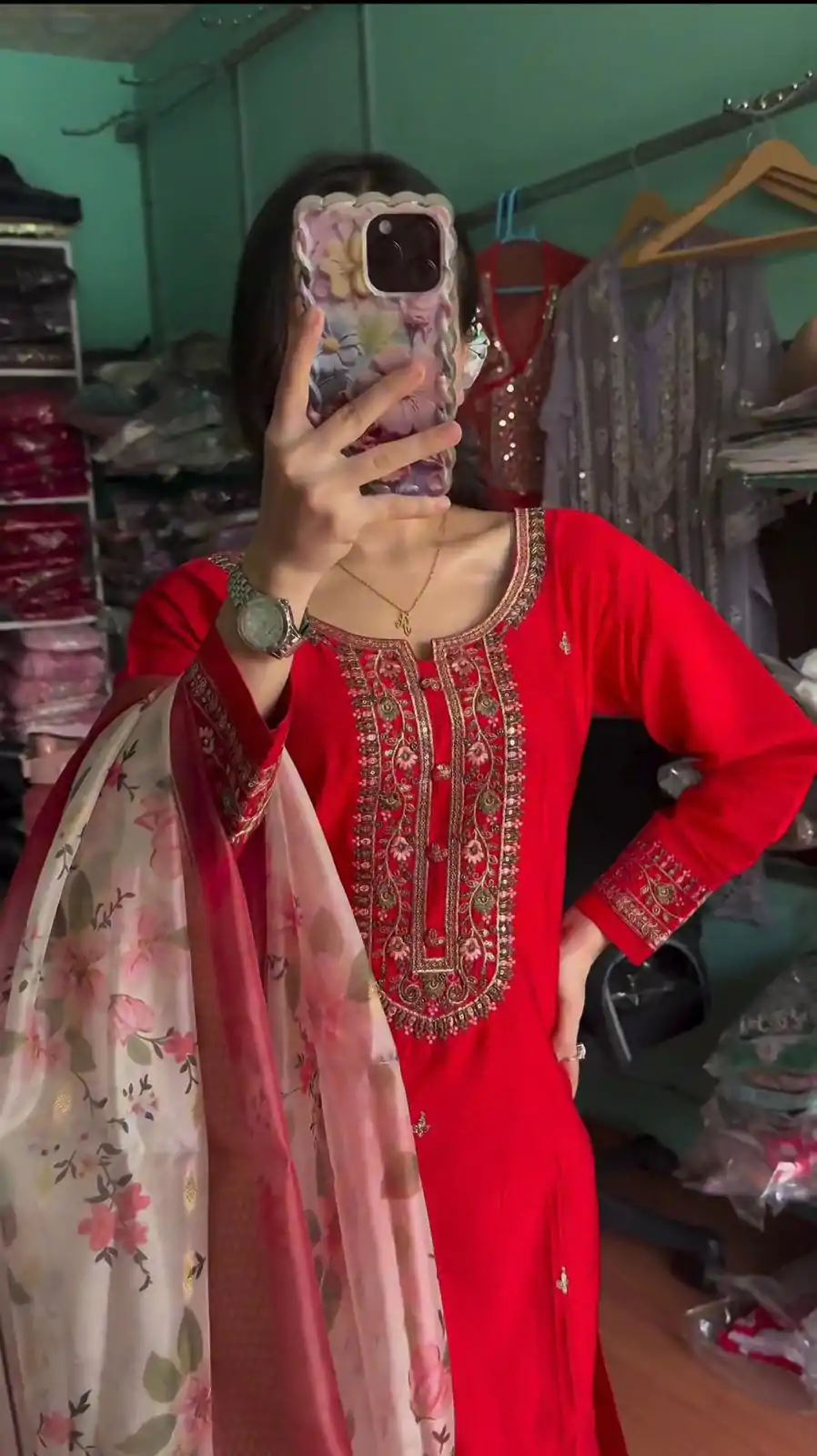 AD 164 Red Color Chinon Silk Embroidery Work Sharara Suit Casual, Wedding, Party, Festive, Events Etc. Expected Delivery 4-6 Working Days @1949/- | Casual Suits, Jump Suits, Creative suits, Designer Suits, Palazzo Suits, Party Wear Suits, Patiala Suits, Salwar suit, Straight Suits