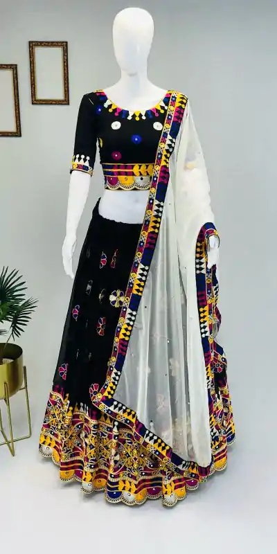 RC Garba Black Color Heavy Georgette Embroidery Sequins Lehenga Choli Casual, Party Wedding, Festive, Events Etc. Delivery  4-6 Working Days 1999/- | Creative Lehenga, Bollywood Lehenga, Designer Lehenga, Embroidered Lehenga, Lehenga, Party Wear Lehenga