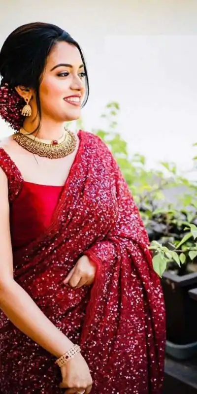 BT 152 Red Color Georgette Fancy Sequence Embroidery Saree Casual, Party Wear, Traditional Wear, Wedding Wear, Events Etc.@1749/- | Bollywood Sarees, Creative Sarees, Designer Sarees, Ethnic Saree, Modern Digital sarees, Party Wear Sarees, Sarees