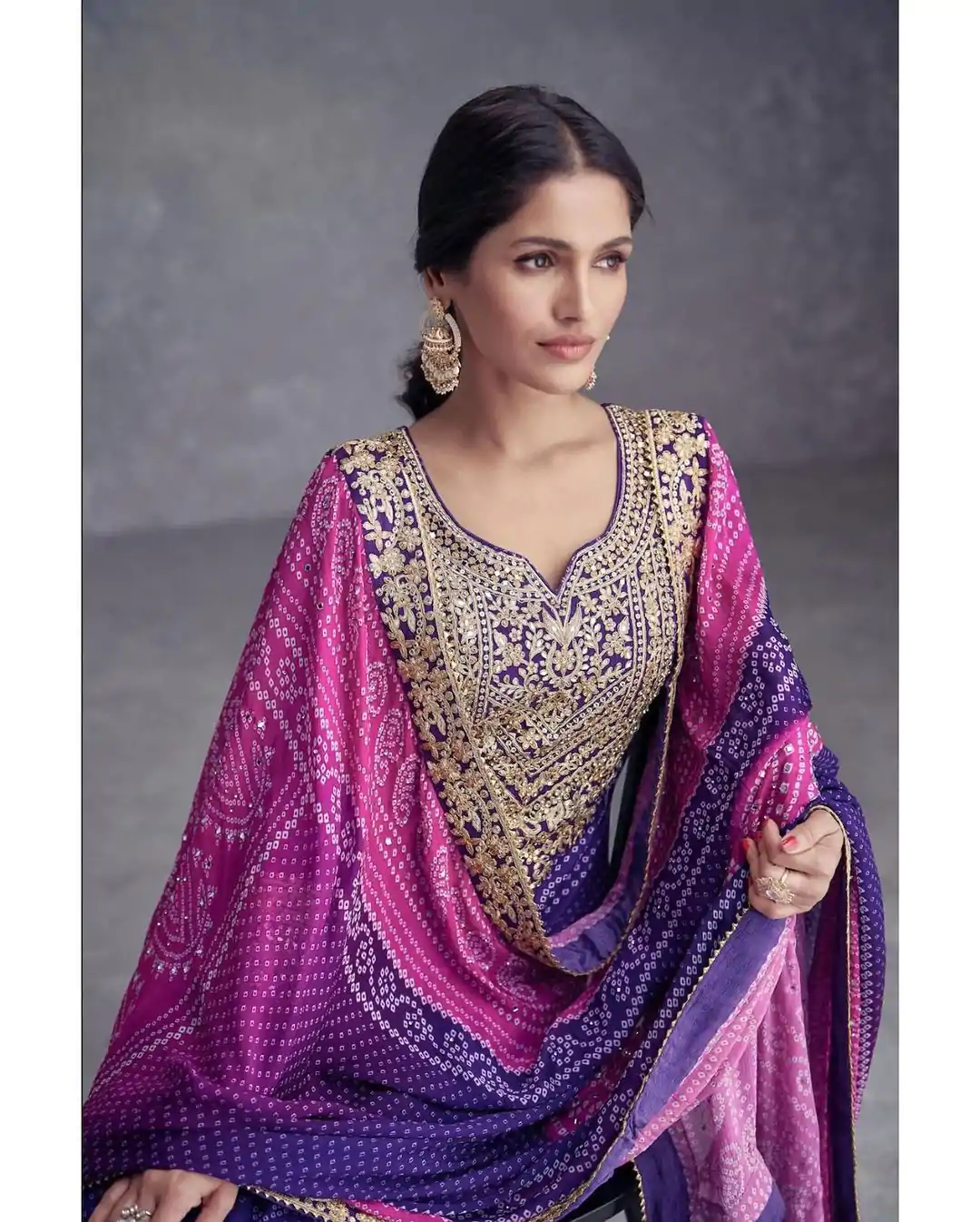 ZF 386 Violet Color Chinnon Digital Printed Sequence Salwar Suit Casual, Wedding, Party, Events Etc. Expected Delivery 4-6 Working Days 2399/- | Casual Suits, Jump Suits, Creative suits, Designer Suits, Palazzo Suits, Party Wear Suits, Patiala Suits, Salwar suit, Straight Suits