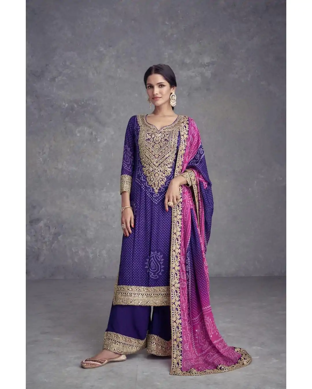 ZF 386 Violet Color Chinnon Digital Printed Sequence Salwar Suit Casual, Wedding, Party, Events Etc. Expected Delivery 4-6 Working Days 2399/- | Casual Suits, Jump Suits, Creative suits, Designer Suits, Palazzo Suits, Party Wear Suits, Patiala Suits, Salwar suit, Straight Suits