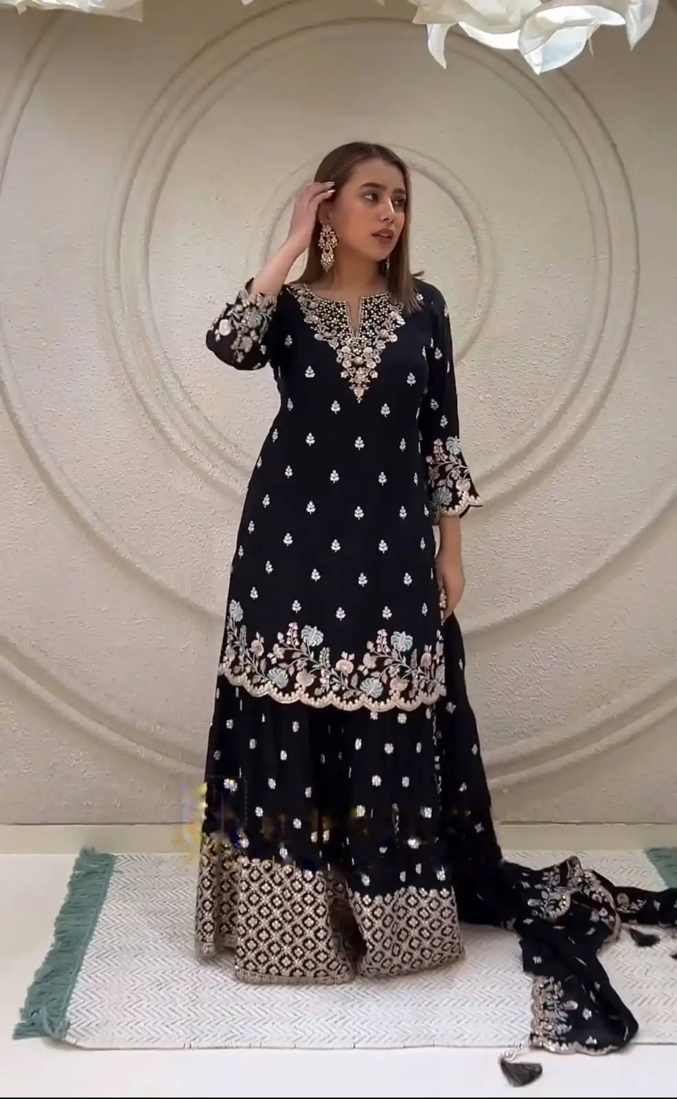 NSR 816 Black Color Pure Chinnon Silk Embroidery Sequence Salwar Suit Wedding, Party, Festive, Events Expected Delivery 4-6 Working Days @ 2399/- | Casual Suits, Jump Suits, Creative suits, Designer Suits, Palazzo Suits, Party Wear Suits, Patiala Suits, Salwar suit, Straight Suits