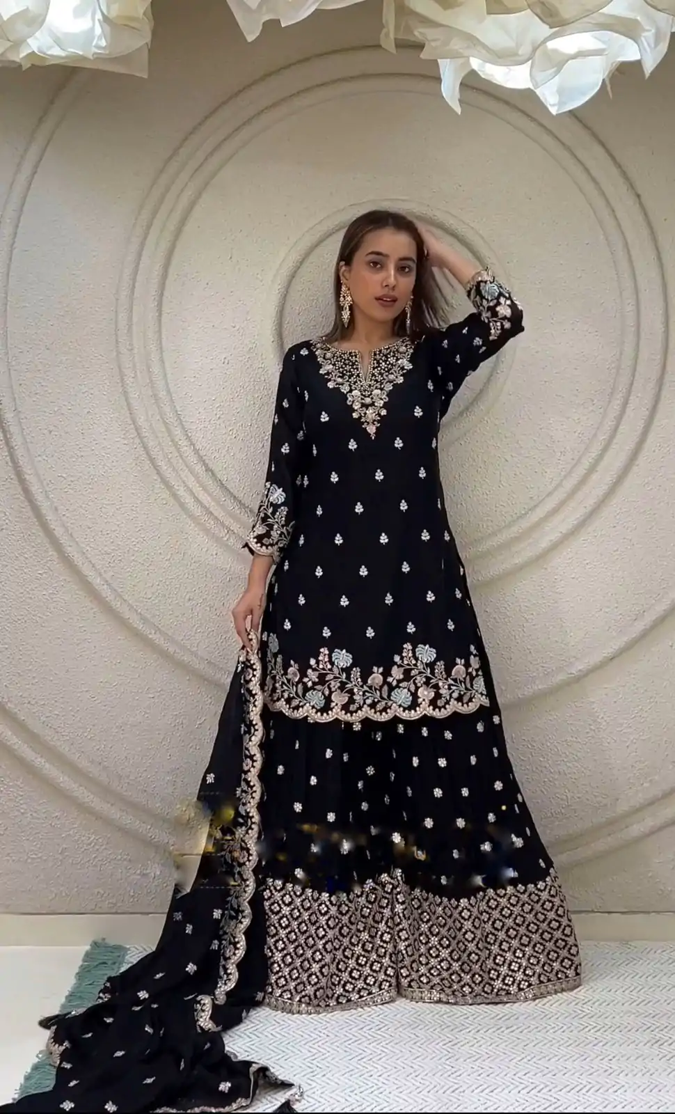 NSR 816 Black Color Pure Chinnon Silk Embroidery Sequence Salwar Suit Wedding, Party, Festive, Events Expected Delivery 4-6 Working Days @ 2399/- | Casual Suits, Jump Suits, Creative suits, Designer Suits, Palazzo Suits, Party Wear Suits, Patiala Suits, Salwar suit, Straight Suits