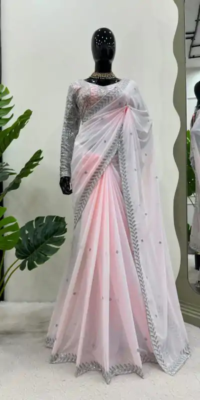KD 498 Off Light Pink Color Faux Georgette Thread Sequence Work Saree Casual, Party Wear, Wedding, Events Etc. Expected Delivery 4-6 Working Days @1799/- | Bollywood Sarees, Creative Sarees, Designer Sarees, Embroidered Sarees, Ethnic Saree, Modern Digital sarees, Party Wear Sarees, Sarees