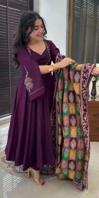 SRK 5181 Purple Color Pure Chinnon Silk Embroidery Sequence Salwar Suit Wedding, Party, Festive, Events Expected Delivery 4-6 Working Days @ 1899/- | Casual Suits, Jump Suits, Creative suits, Designer Suits, Palazzo Suits, Party Wear Suits, Patiala Suits, Salwar suit, Straight Suits