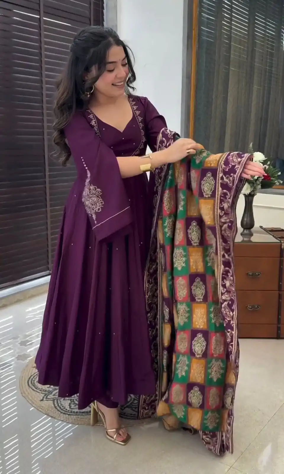 SRK 5181 Purple Color Pure Chinnon Silk Embroidery Sequence Salwar Suit Wedding, Party, Festive, Events Expected Delivery 4-6 Working Days @ 1899/- | Casual Suits, Jump Suits, Creative suits, Designer Suits, Palazzo Suits, Party Wear Suits, Patiala Suits, Salwar suit, Straight Suits