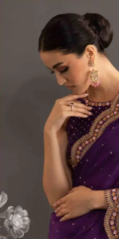 KD 359 Violet Color Georgette Thread Mith Moti Work Saree Casual, Party Wear, Wedding, Events Etc. Expected Delivery 4-6 Working Days @1849/- | Embroidered Sarees, Bollywood Sarees, Creative Sarees, Designer Sarees, Ethnic Saree, Modern Digital sarees, Party Wear Sarees, Sarees