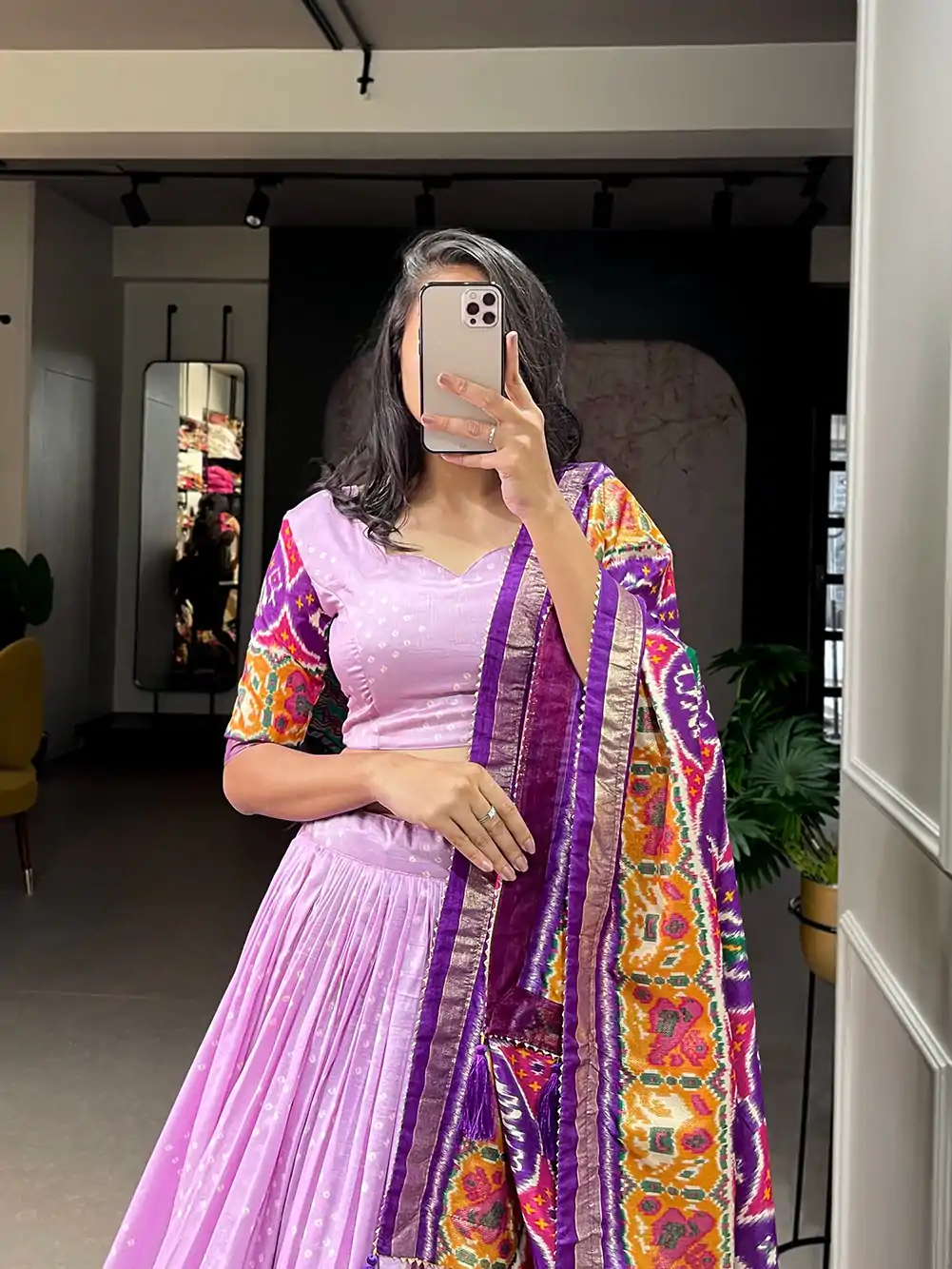 LNB 1684 Lavender Color Tussar Silk Patola Printed Lehenga Cho Festive Party Wedding, Events etc. Delivery 4-6 Working Days @2549/- | Creative Lehenga, Bollywood Lehenga, Designer Lehenga, Embroidered Lehenga, Lehenga, Party Wear Lehenga