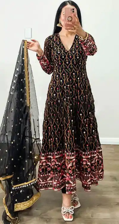 RTC 5642 Black Color Georgette Thread Sequence Work Salwar Suit Wedding, Party, Festive, Events Etc. Expected Delivery 4-6 Working Days @2449/- | Casual Suits, Jump Suits, Creative suits, Designer Suits, Palazzo Suits, Party Wear Suits, Patiala Suits, Salwar suit, Straight Suits