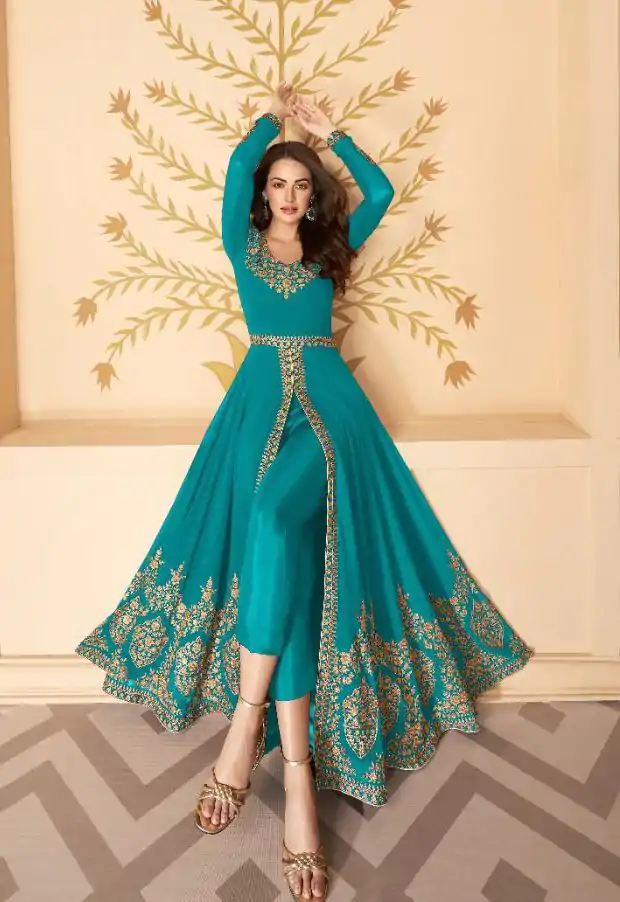 FC ASHIRWAD 7216 Blue Color Georgette Embroidery Sharara Suit Wedding, Party, Festive Expected Delivery 4-6 Working Days  @2299/- | Casual Suits, Jump Suits, Creative suits, Designer Suits, Palazzo Suits, Party Wear Suits, Patiala Suits, Salwar suit, Straight Suits