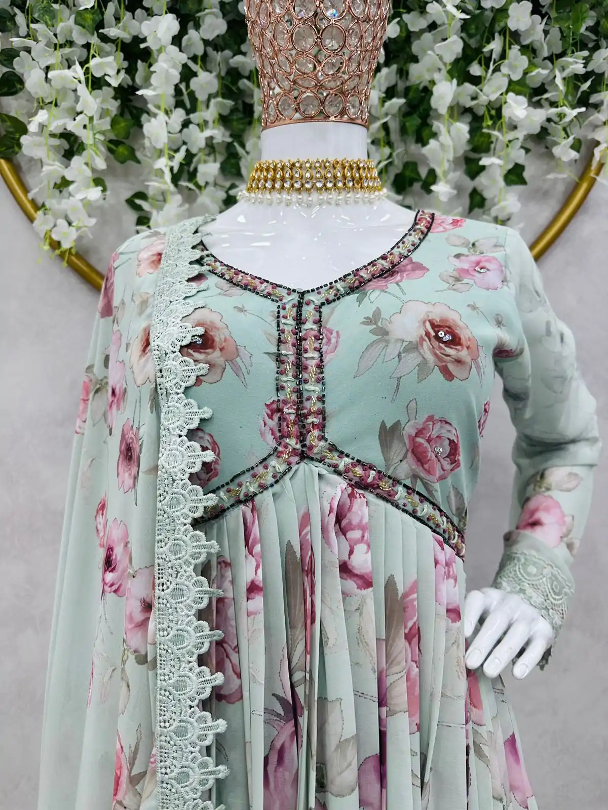 KD 1342 Light Blue Color Georgette Digital Printed Salwar Suit Casual, Party, Festive, Events Wedding Etc.  Expected Delivery 4-6 Working Days @2049/- | Casual Suits, Creative suits, Designer Suits, Palazzo Suits, Party Wear Suits, Salwar suit, Straight Suits