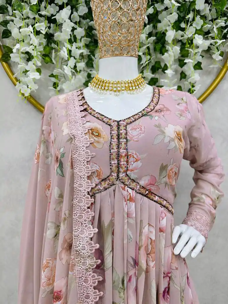 KD 1342 Light Peach Color Georgette Digital Printed Salwar Suit Casual, Party, Festive, Events Wedding Etc. Expected Delivery 4-6 Working Days @2049/- | Casual Suits, Creative suits, Designer Suits, Palazzo Suits, Party Wear Suits, Salwar suit, Straight Suits