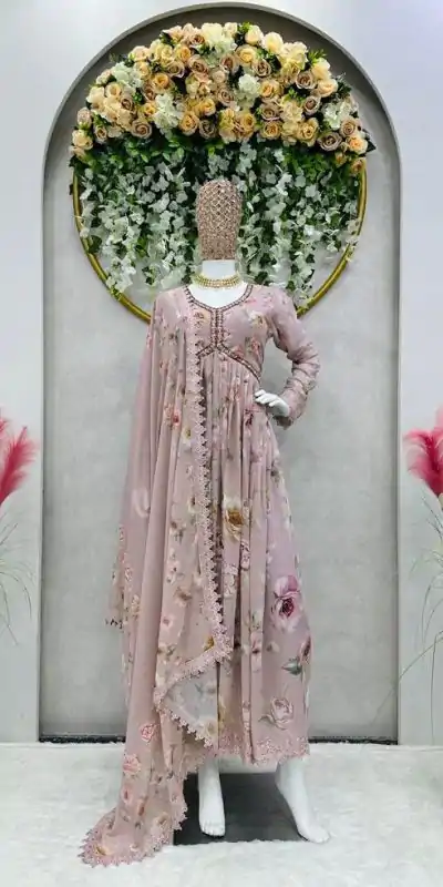 KD 1342 Light Peach Color Georgette Digital Printed Salwar Suit Casual, Party, Festive, Events Wedding Etc.  Expected Delivery 4-6 Working Days @2049/- | Casual Suits, Creative suits, Designer Suits, Palazzo Suits, Party Wear Suits, Salwar suit, Straight Suits
