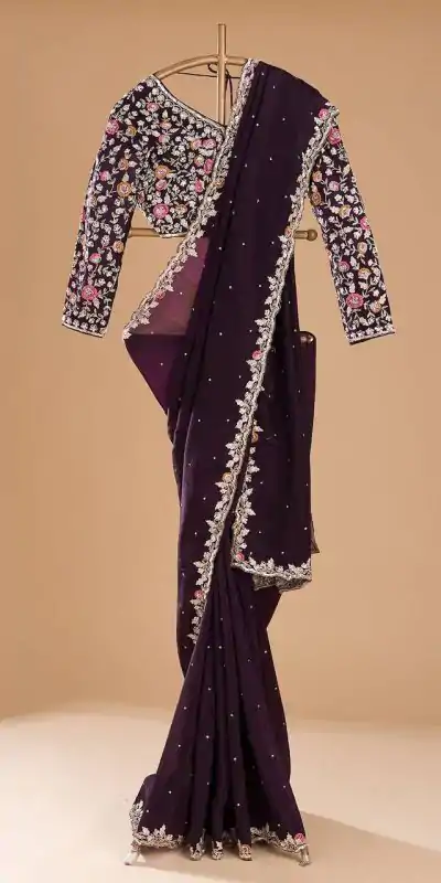 BT 1237 Purple Color Pure Soft Jimmy Choo Silk Embroidery Saree Casual, Party Wear, Traditional Wear, Wedding Wear, Events Etc.@2099/- | Bollywood Sarees, Creative Sarees, Designer Sarees, Ethnic Saree, Modern Digital sarees, Party Wear Sarees, Sarees