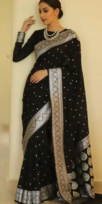 DDF Silver Black 4 Color Banarasi Soft Silk Ordinary Design Saree Casual, Party Wear, Events, Festivals Wear Etc. Expected Delivery 4-6 Working Days 1399/- | Embroidered Sarees, Bollywood Sarees, Creative Sarees, Designer Sarees, Ethnic Saree, Modern Digital sarees, Party Wear Sarees, Sarees