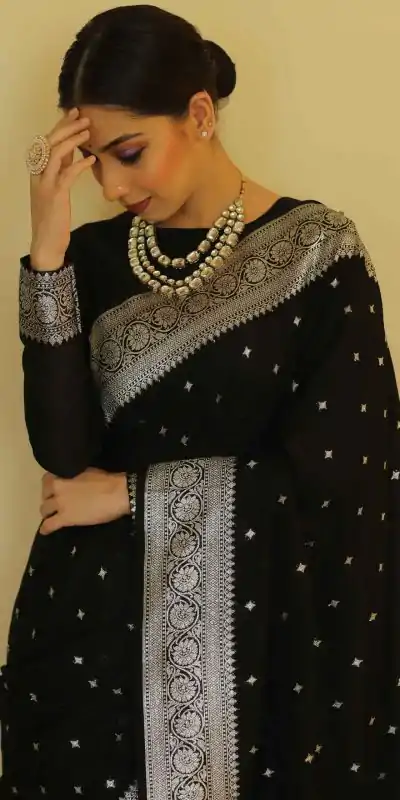 DDF Silver Black 4 Color Banarasi Soft Silk Ordinary Design Saree Casual, Party Wear, Events, Festivals Wear Etc. Expected Delivery 4-6 Working Days 1399/- | Embroidered Sarees, Bollywood Sarees, Creative Sarees, Designer Sarees, Ethnic Saree, Modern Digital sarees, Party Wear Sarees, Sarees