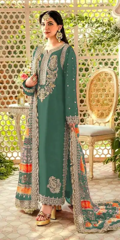 FC MARIA-A 1074 Green Color Georgette Embroidery Work Salwar Suit Wedding, Party, Festive events, Expected Delivery 4-6 Working Days @2149 | Casual Suits, Creative suits, Designer Suits, Palazzo Suits, Party Wear Suits, Patiala Suits, Salwar suit, Straight Suits