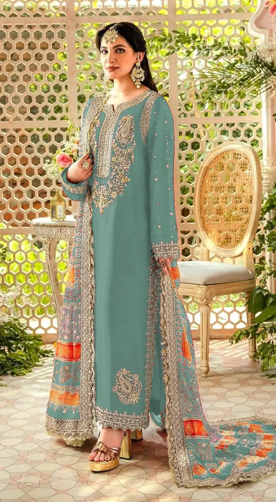 FC MARIA-A 1074 Light Blue Color Georgette Embroidery Work Salwar Suit Wedding, Party, Festive events, Expected Delivery 4-6 Working Days @2149 | Casual Suits, Creative suits, Designer Suits, Palazzo Suits, Party Wear Suits, Patiala Suits, Salwar suit, Straight Suits