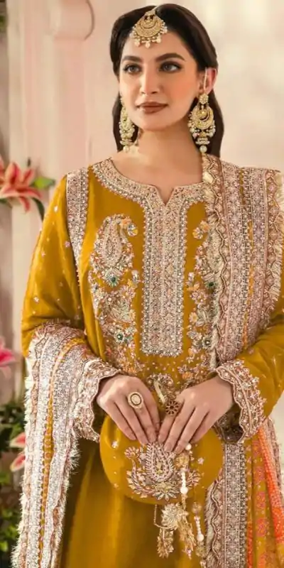 FC MARIA-A 1074 Yellow Color Georgette Embroidery Work Salwar Suit Wedding, Party, Festive events, Expected Delivery 4-6 Working Days @2149 | Casual Suits, Creative suits, Designer Suits, Palazzo Suits, Party Wear Suits, Patiala Suits, Straight Suits
