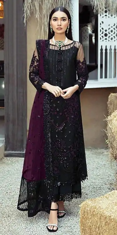 FC MARIA.A 1100 Black & Purple Color Georgette Embroidery Work Salwar Suit Wedding, Party, Festive events, Expected Delivery  4-6 Working Days @2049 | Casual Suits, Creative suits, Designer Suits, Palazzo Suits, Party Wear Suits, Patiala Suits, Salwar suit, Straight Suits