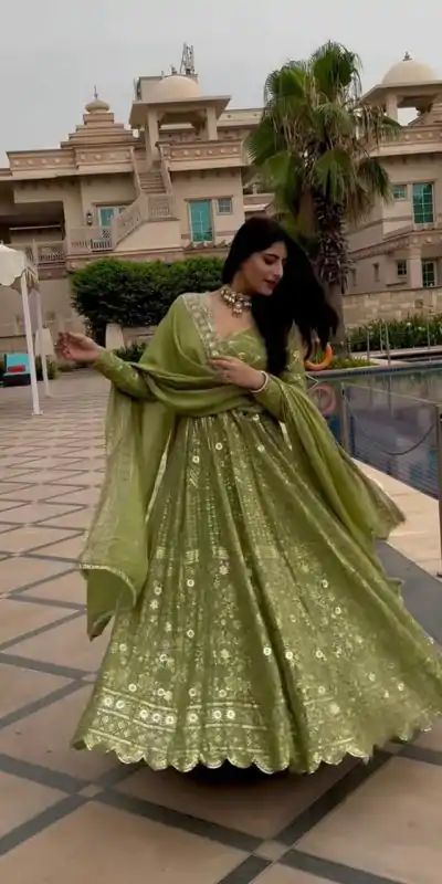 VLM 207 Green Color Georgette Embroidery Sequence Salwar Suit Wedding, Party, Festive, Events Expected Delivery 4-6 Working Days @ 2449/- Only | Casual Suits, Creative suits, Designer Suits, Party Wear Suits, Salwar suit, Straight Suits